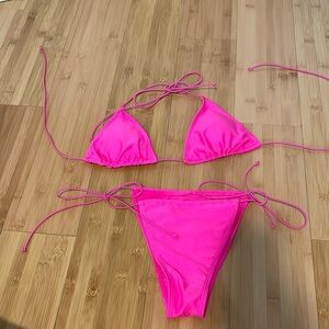 Bright pink bikini padded bra